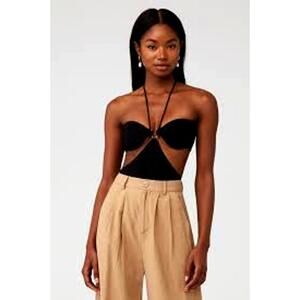 ATOIR Gwen Cut Out Halter Bodysuit Black Bust Cup Designer Top Size 10